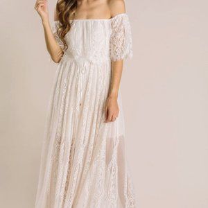 Morning Lavender ALESSIA LACE OFF SHOULDER DRESS